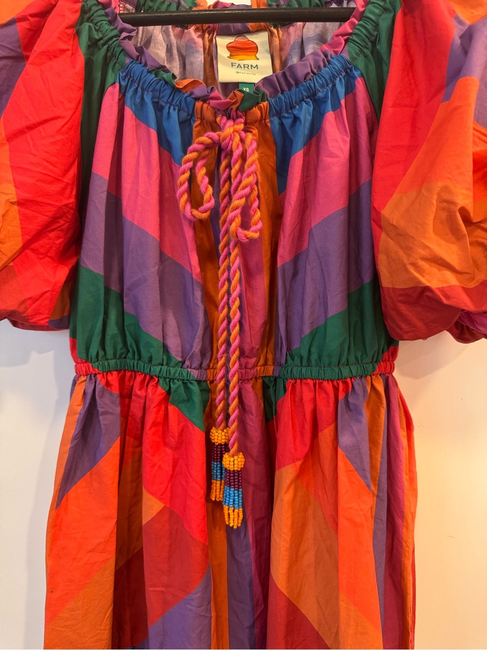 FARM Rio Off-Shoulder Amanda Stripes Maxi Dress. Size XS - Picture 6 of 12